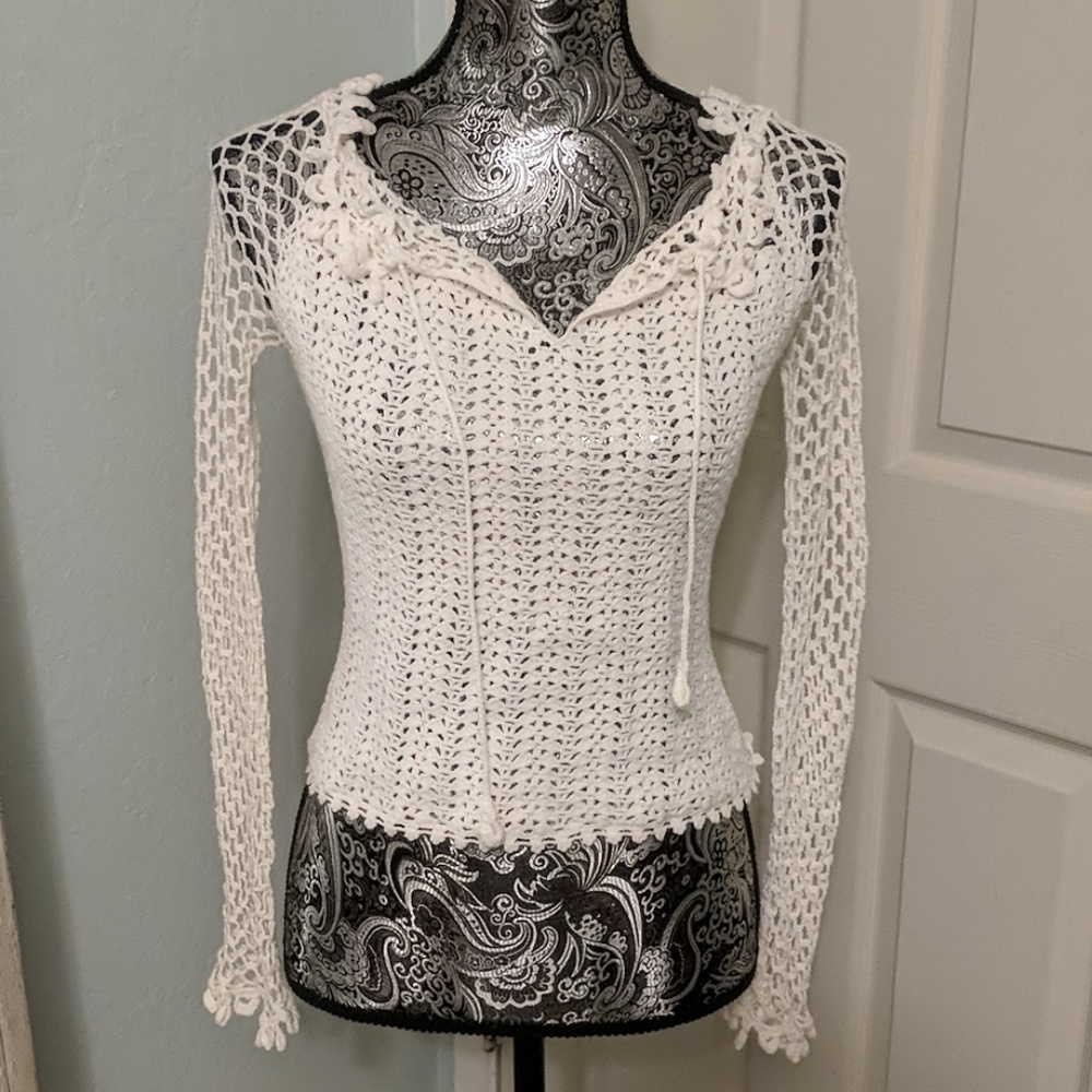 **Sold** Bebe white crochet beach top sz Small - Picture 1 of 5